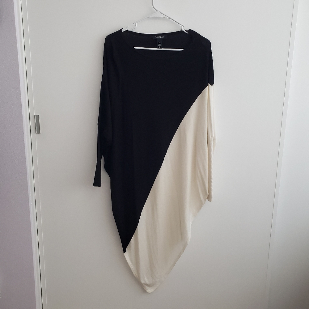 WHBM Black and Cream Tunic Top Size S